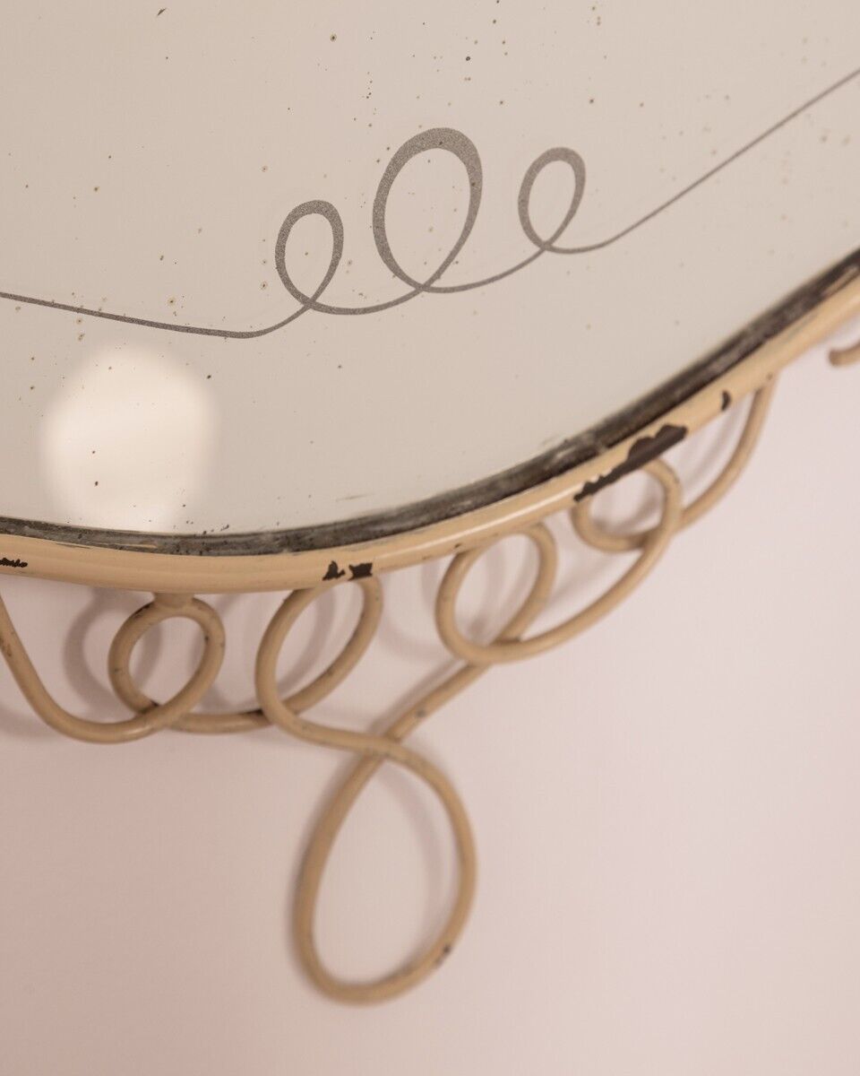 Vintage wall mirror 50s white iron italian design