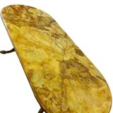 Vintage onyx coffee table with brass frame.