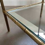Solid brass, faux-bamboo side table, Maison Bagués, 1950s, France