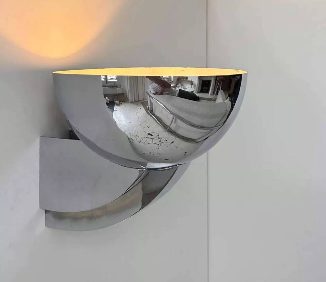 Vintage Perzel 347 bm wall lamp, chrome-plated bronze, France 1950