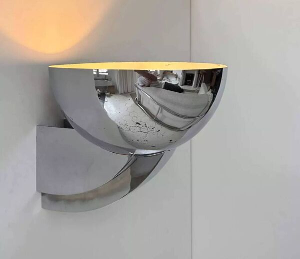 Applique vintage Perzel 347 bm , bronze chromé, France 1950