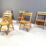 Chaises pliantes en bois du milieu du siècle, années 1950 - lot de 6