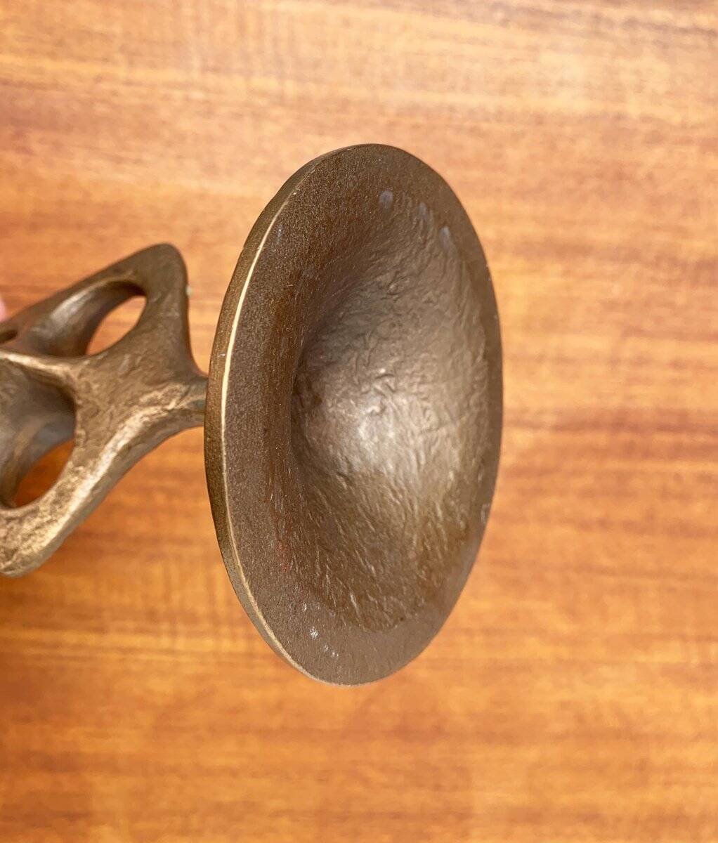 Brutalist metal candlestick mid-century