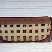 1960s, Danish 2-seater sofa, red furniture velour, ash wood legs.
