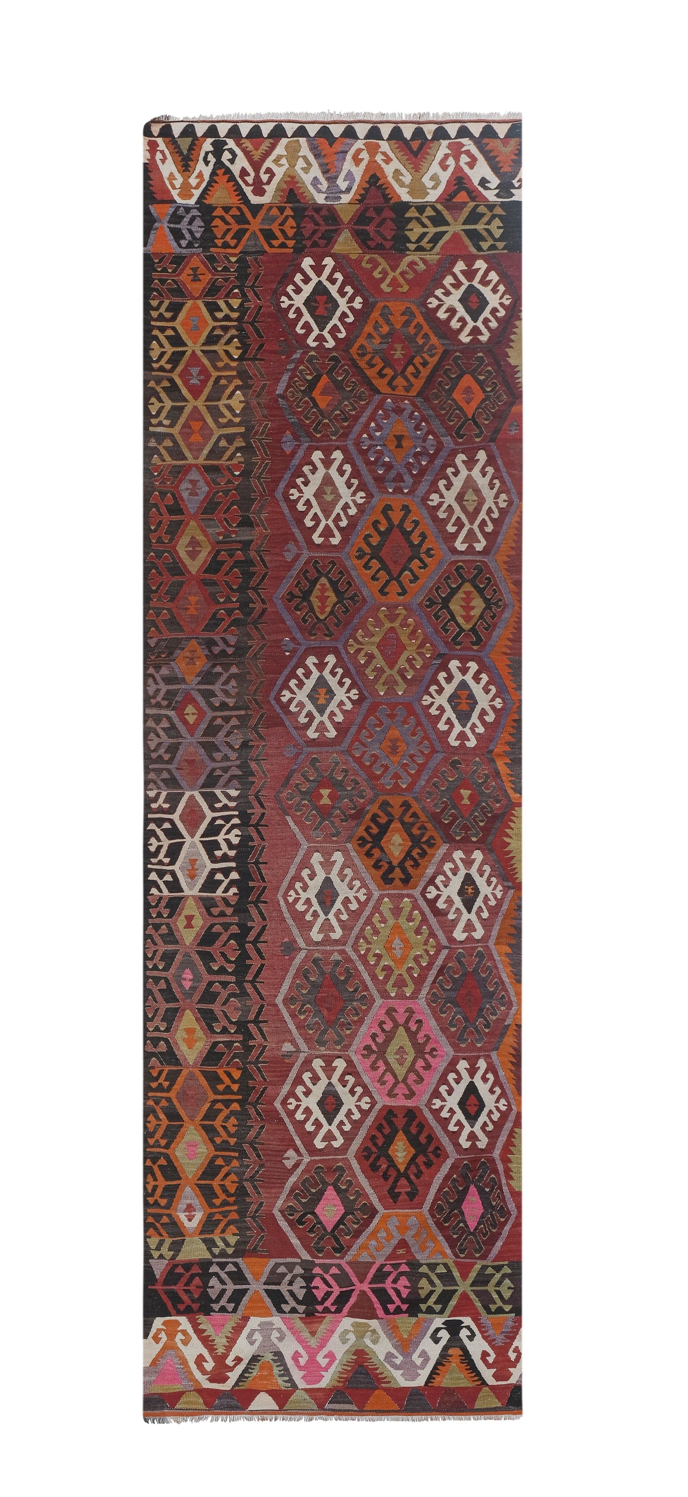 Vintage Turkish rug from Oushak, hand-woven 115x375 cm