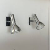 Pair of vintage adjustable wall lights, chrome-plated metal, France 1970