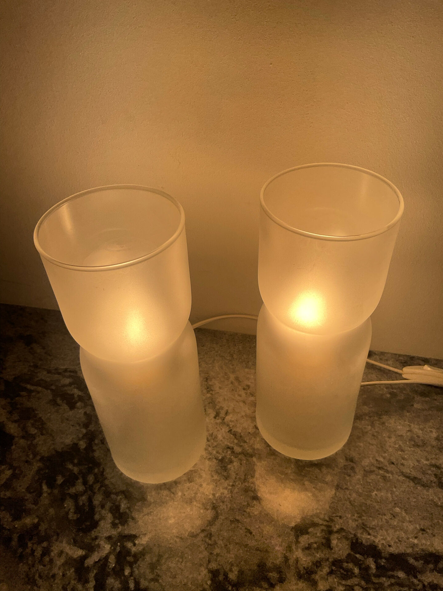 Pair of vintage lamps in frosted glass