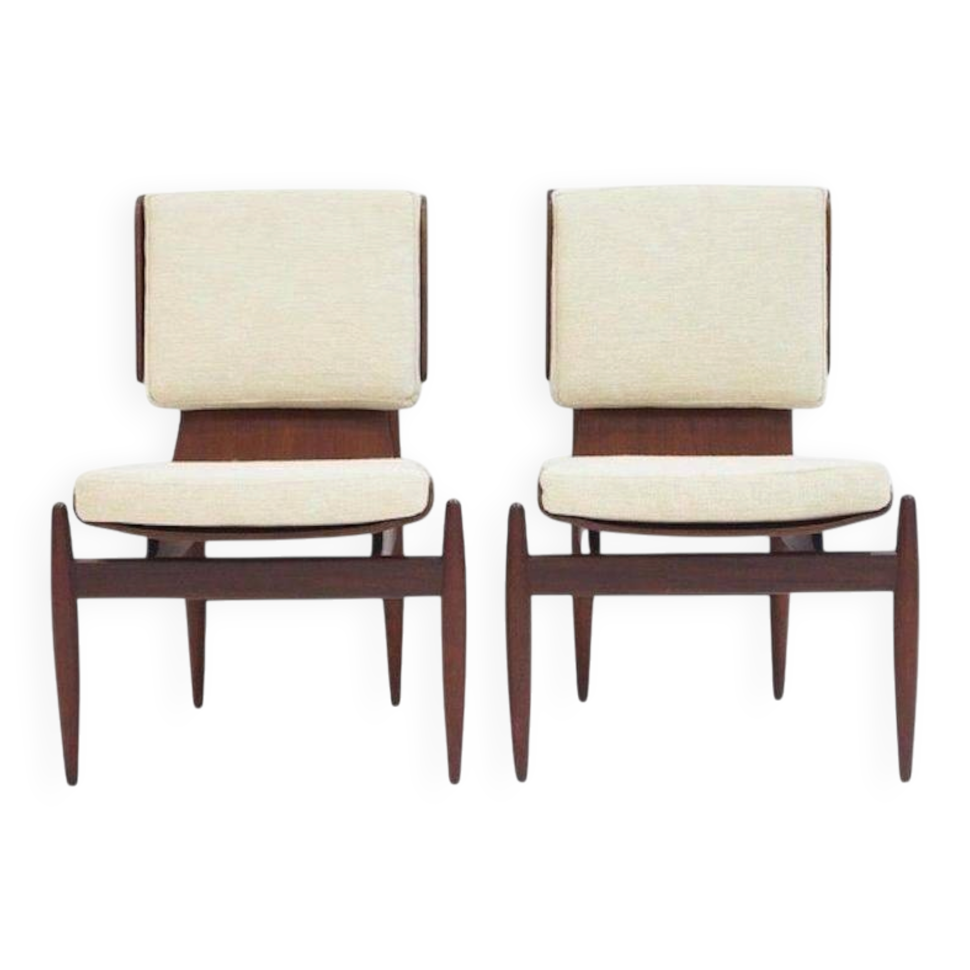 Pair of modernist Italian wooden accent chairs by Barovero.