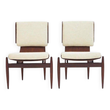 Pair of modernist Italian wooden accent chairs by Barovero.