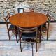 Teak table, vintage Scandinavian style from the 1960s, with hidden extension