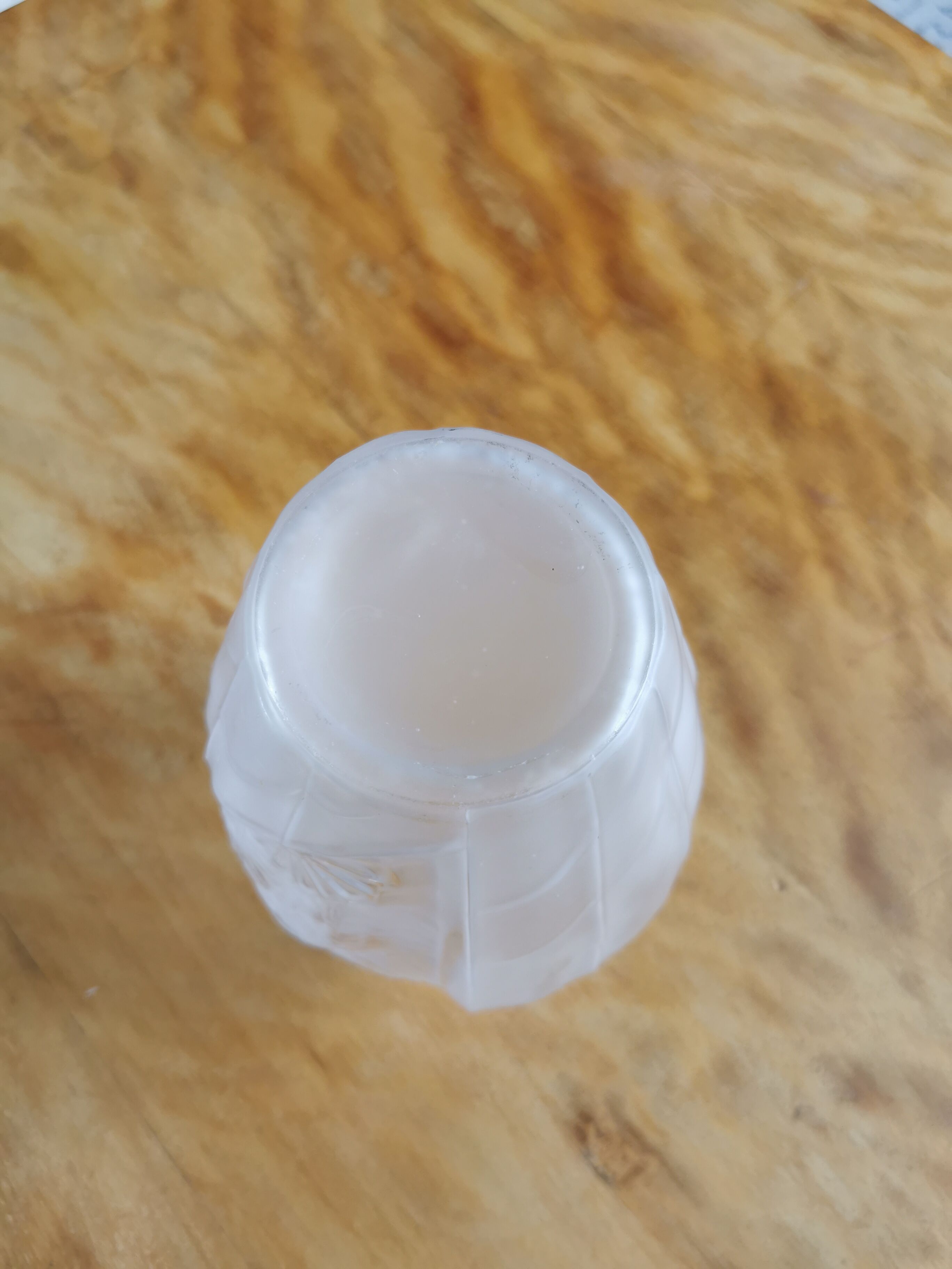 Art Deco vase in white frosted and translucent glass.