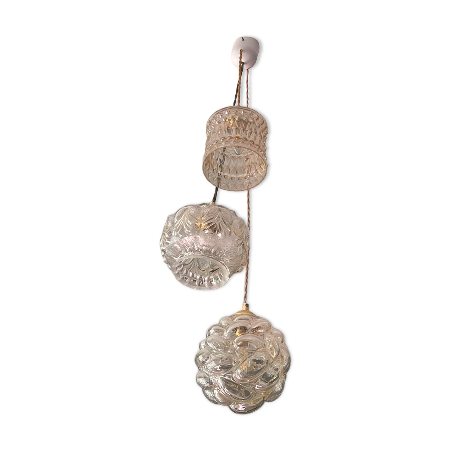 Lot 3 lampes baladeuses vintage verre soufflé