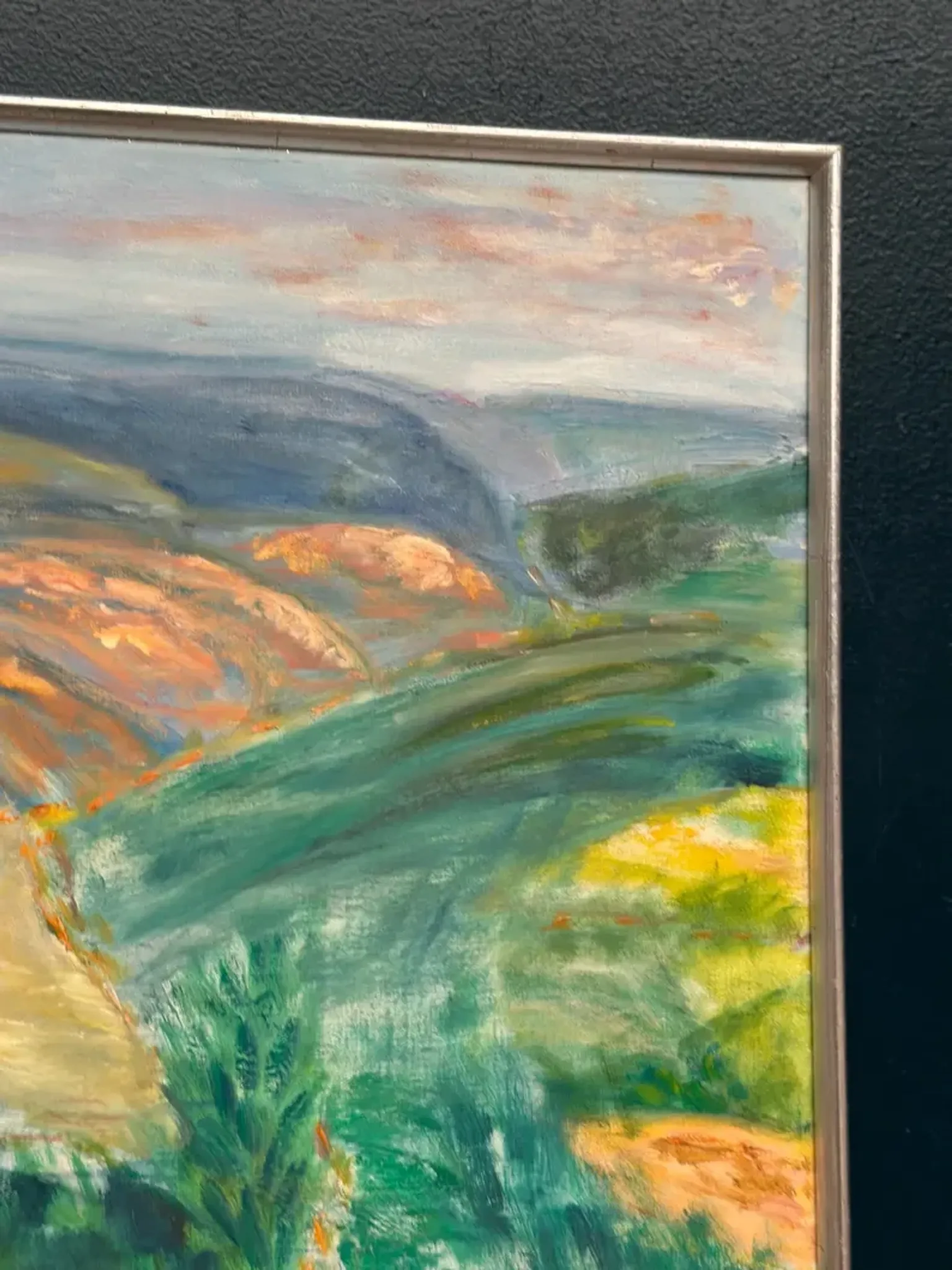 Original Swedish Oil on Canvas – "Landscape" by Lalla Blecher – Signed – Dated 1994 – Framed – 63 × 53 cm (24.8" × 20.9")