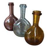 Lot of 3 bubble glass carafes / flacons from Biot.