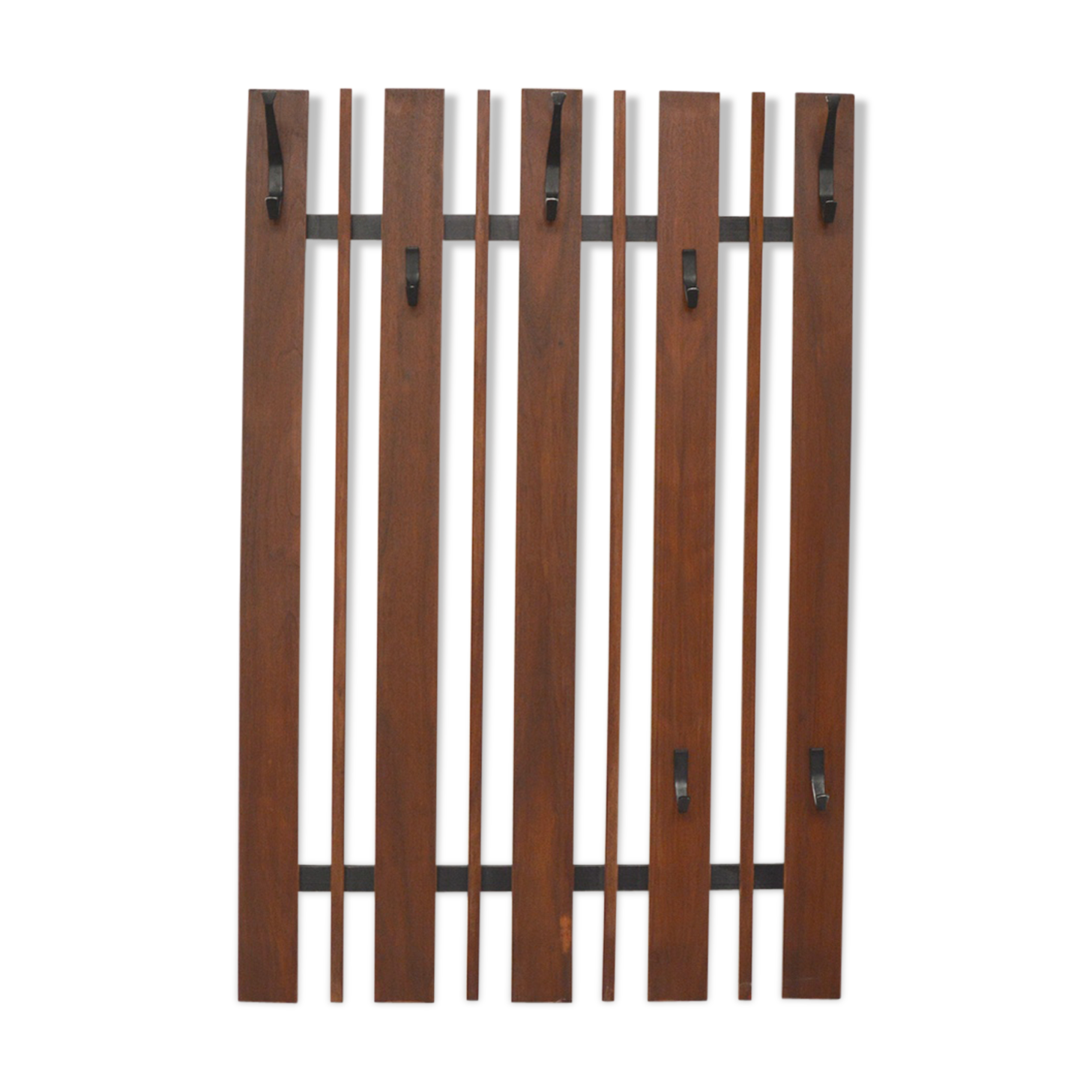 Wooden and metal wall coat rack, 1960