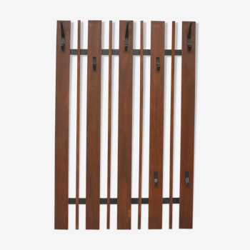 Wooden and metal wall coat rack, 1960