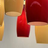 red and yellow murano glass pendants