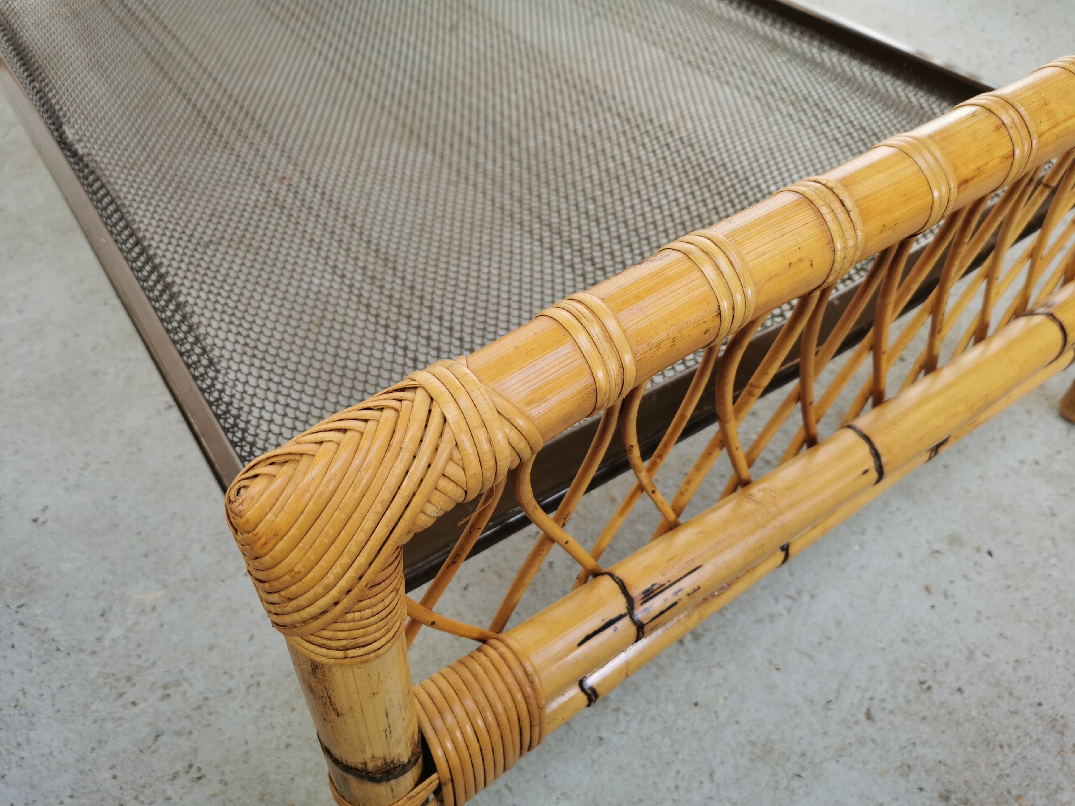 Pair of vintage rattan twin bed