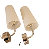 Pair of opaque glass wall lamps