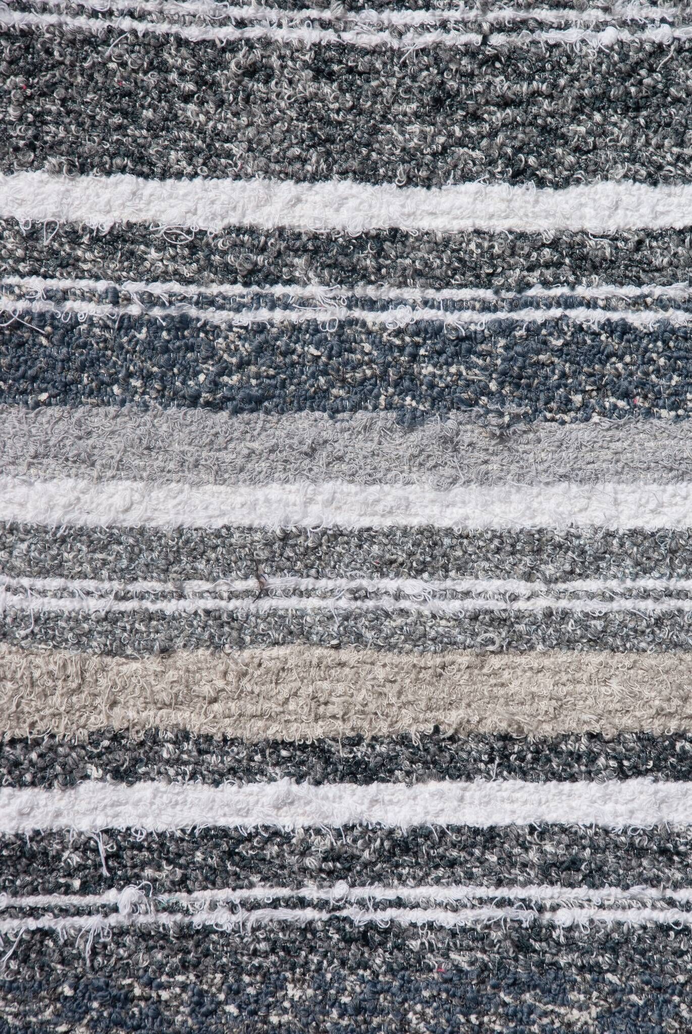 Handwoven recycled cotton rug - Grey and white