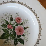 6 vintage plates with central pink