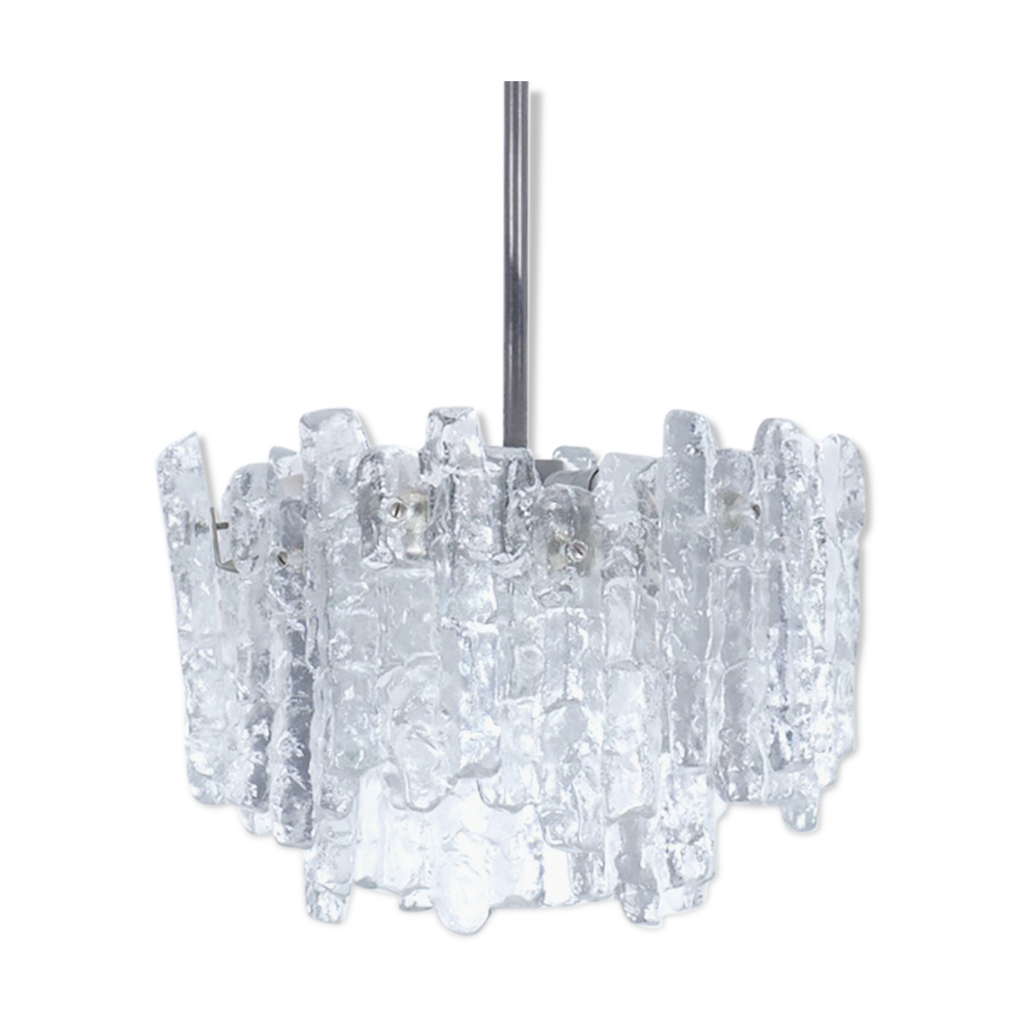 Ice Glass Chandelier by J. T. Kalmar for Kalmar Franken KG, 1960s
