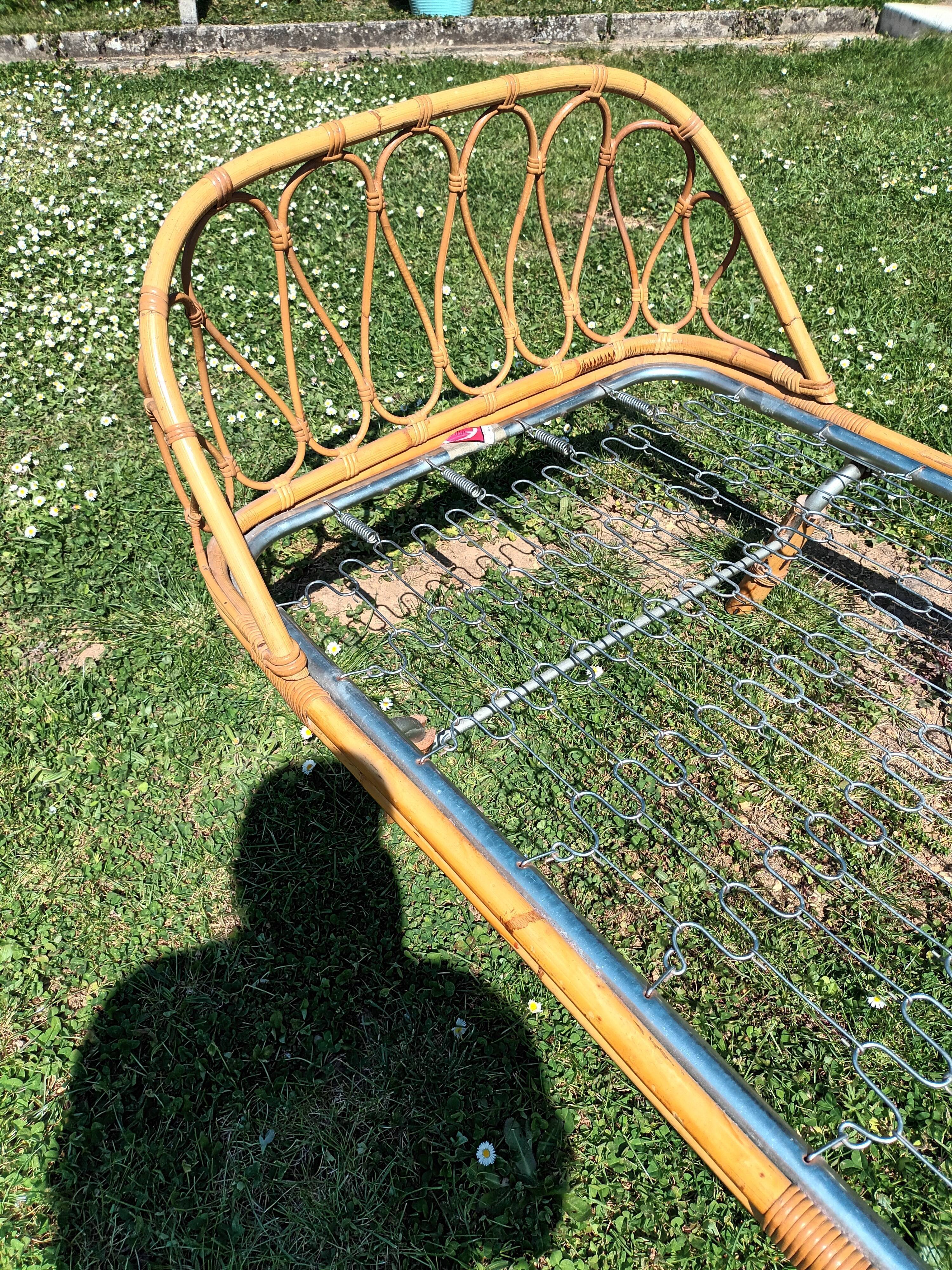 Vintage rattan basket bed