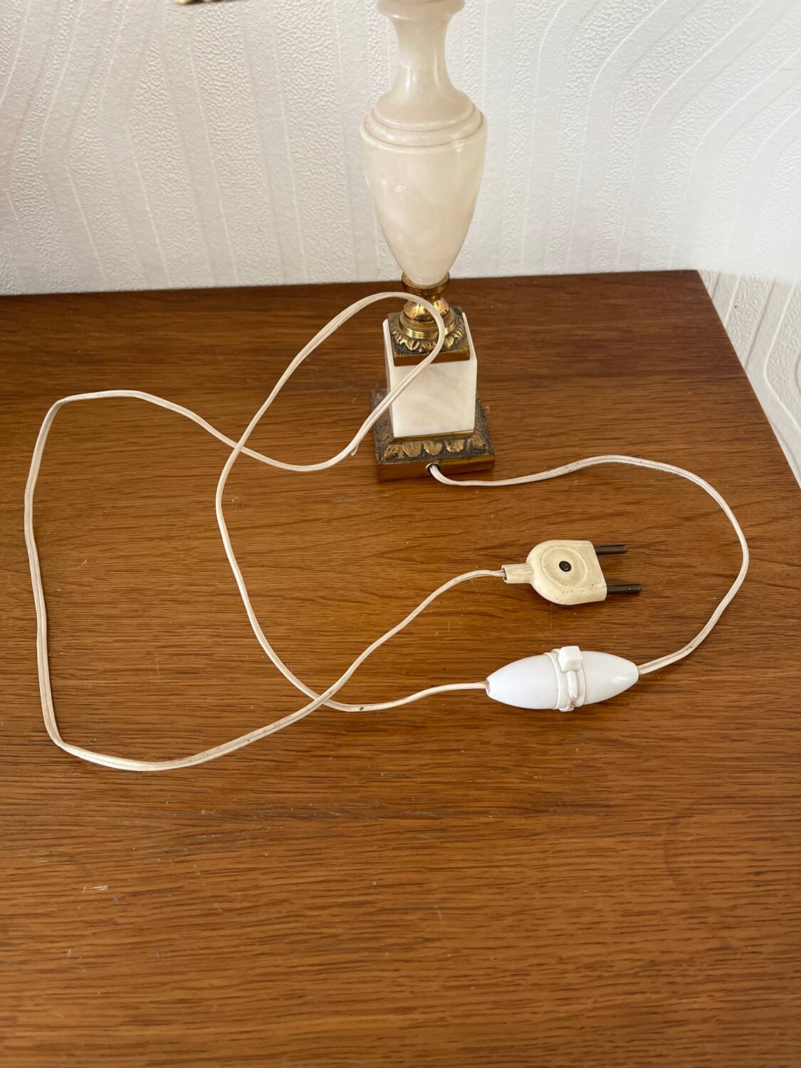 Vintage bedside lamp with marble base and gold metal