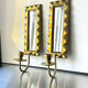 Pair of art deco vintage brass wall candle holders sconces