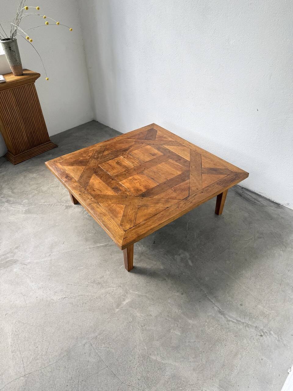 1940s inlaid oak coffee table
