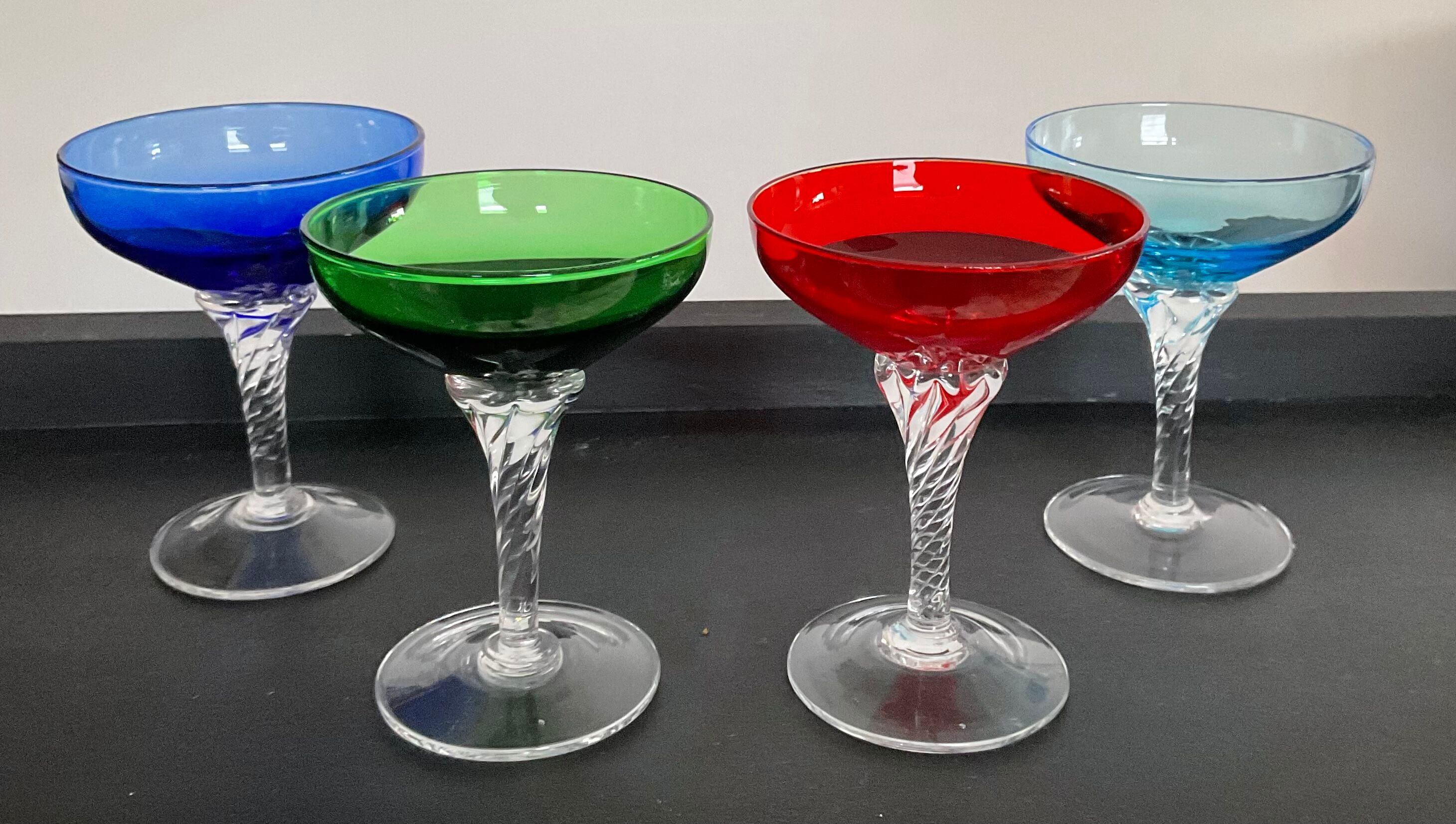 Series of 4 vintage glasses cut from the 50s-60s