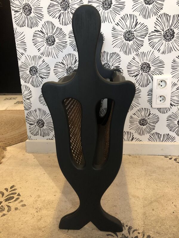 Porte-revues Pia bois et cannage