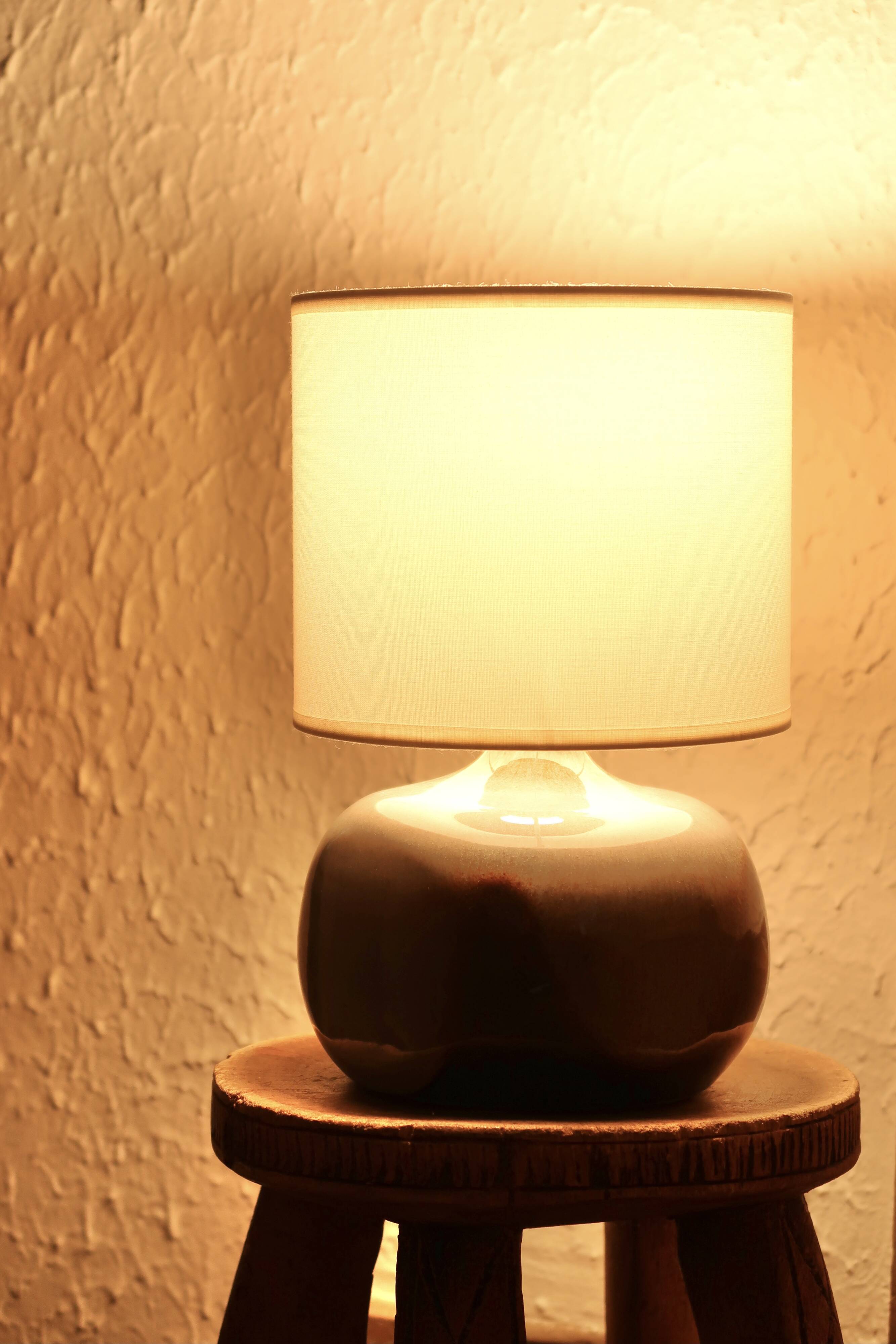 Brown and blue-grey ceramic lamp, 1960s