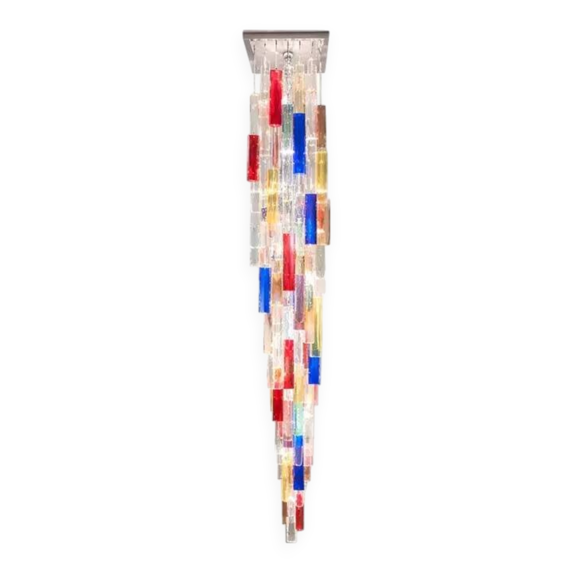 Monumental Contemporary Multicolour “Square Bark” Murano Glass Italian Casca