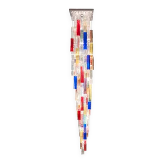 Monumental Contemporary Multicolour “Square Bark” Murano Glass Italian Casca
