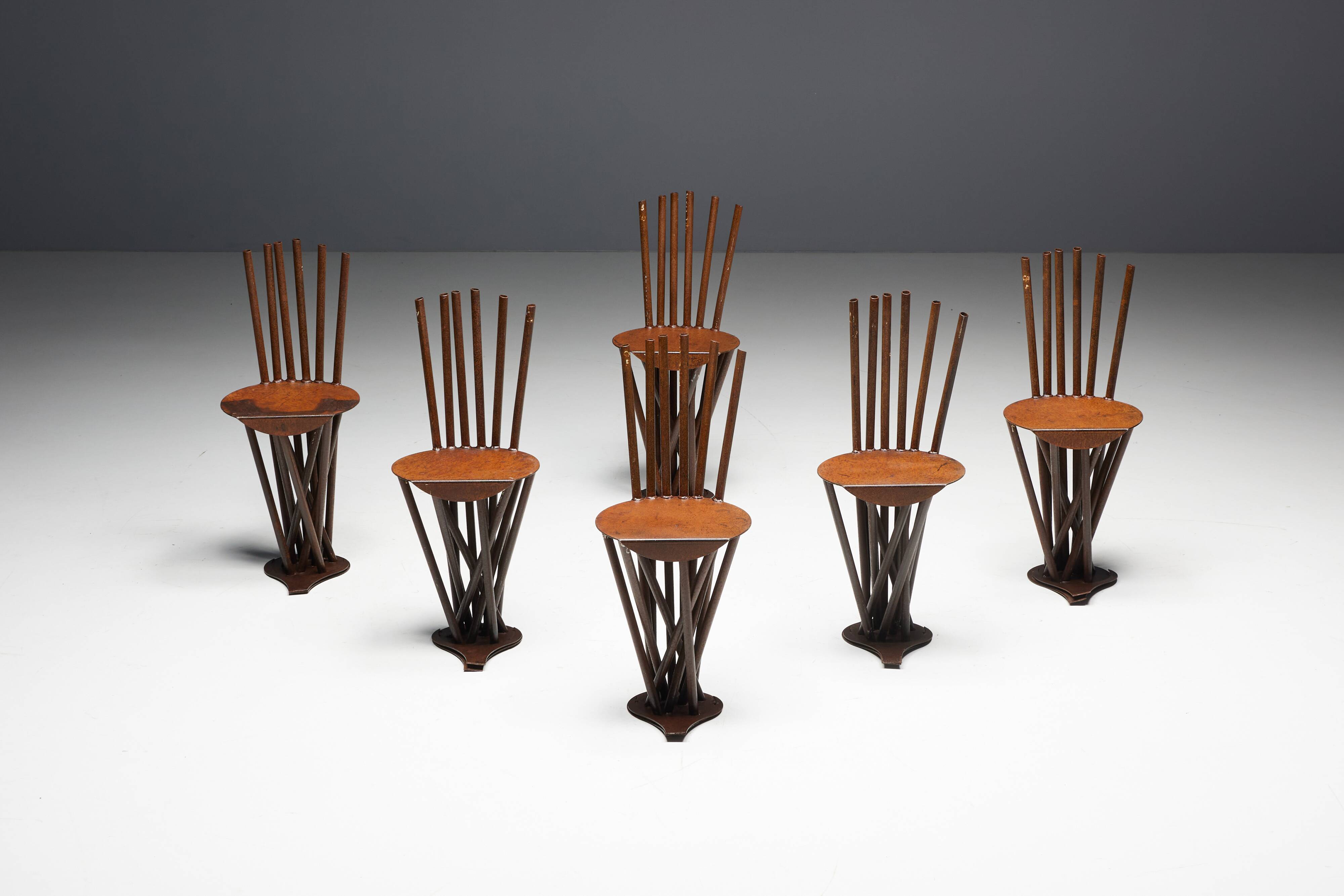Industrial Wabi Sabi Primitive Chairs, France, 1950s