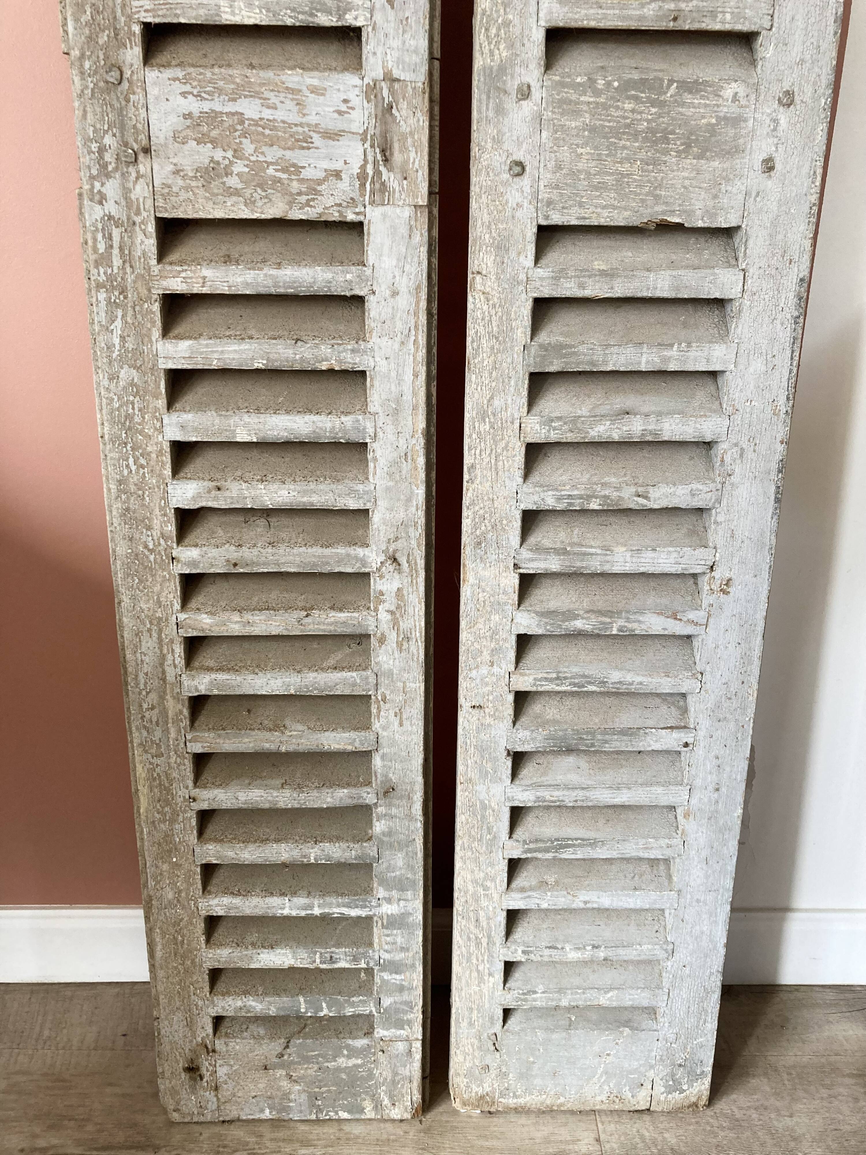 Set of 2 large old louvered shutters