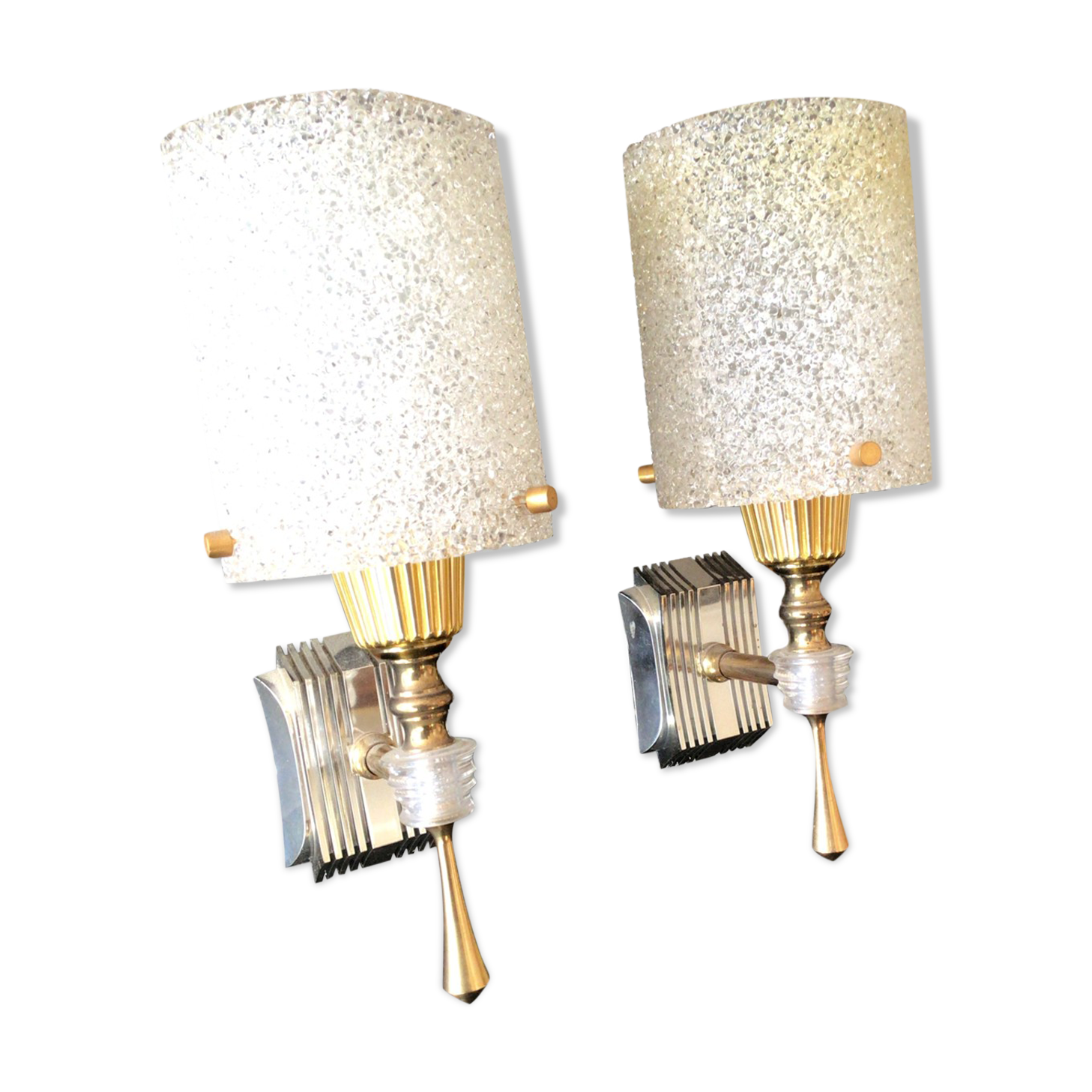 Pair of vintage perspex wall lamps