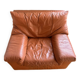 Fauteuil cuir camel vintage