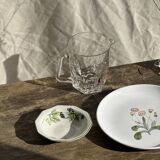 Large glass water jug with handle, hexagonal base, H15 D20.