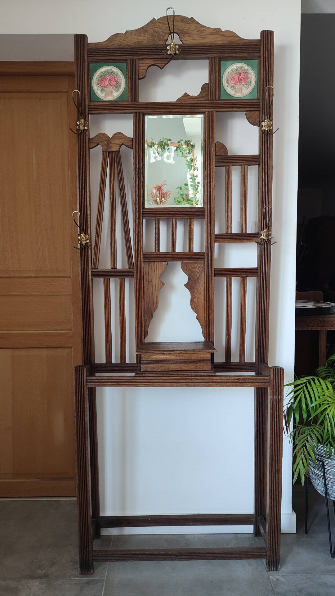 Porte manteau chêne art déco