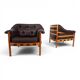 Pair of Coja Leather Lounge Chairs by Sven Ellekaer, 1960