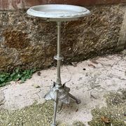 Side table pedestal table with silver cast iron plant