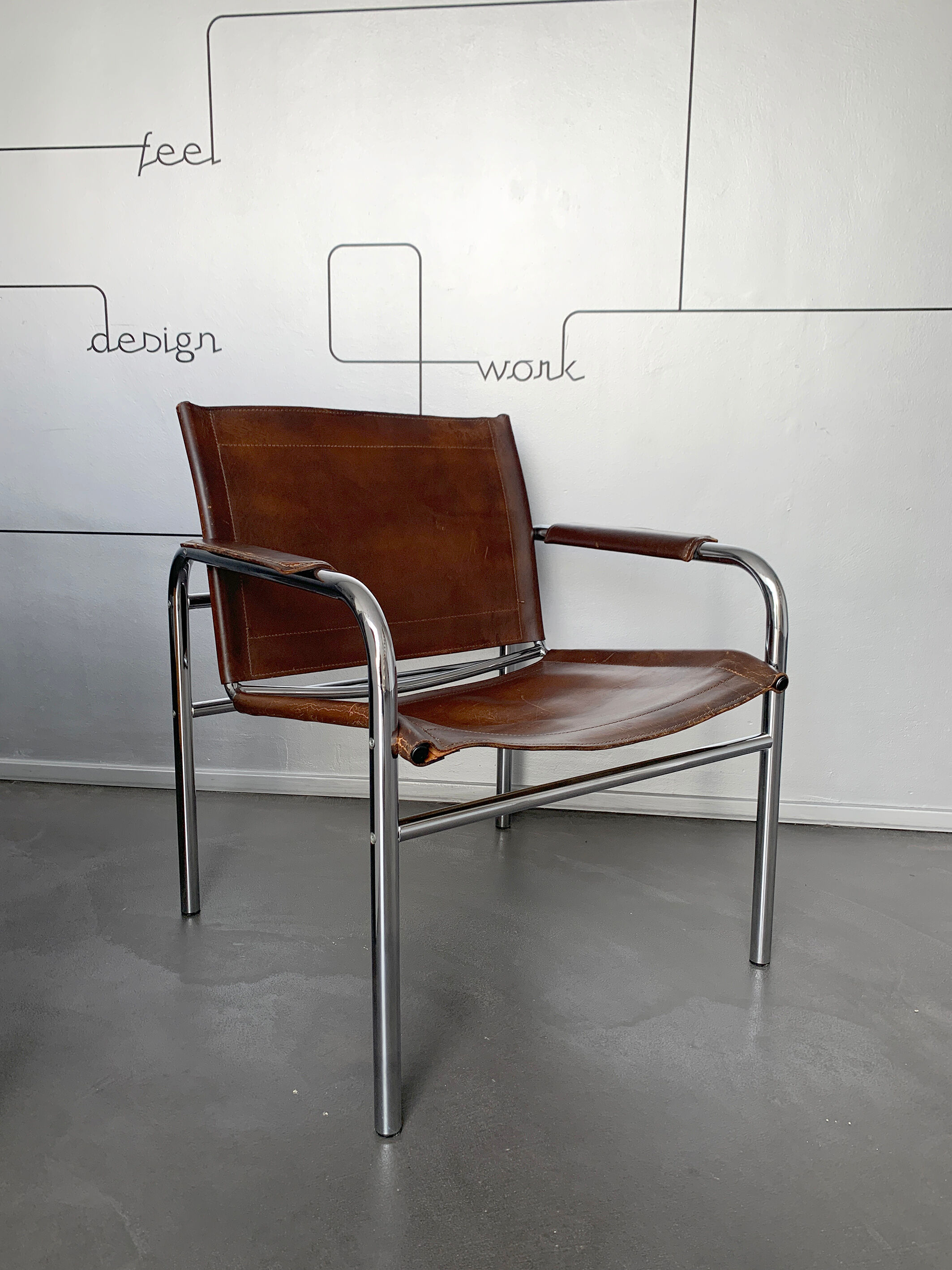 'Klinte' armchair for Ikea, chrome & leather design Tord Bjorklund 1970s chair