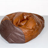 Midcentury modern leather patchwork bean bag, 1970