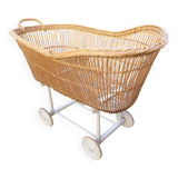 Wicker cradle on wheels, late 19th century