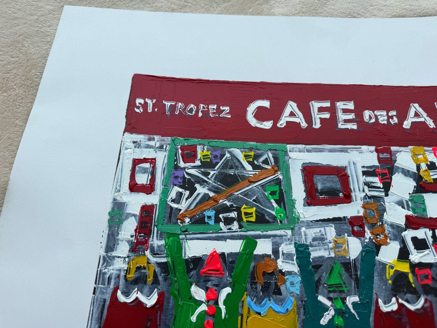 Michel Godjevac – Café des Arts (2008) Original painting signed and d