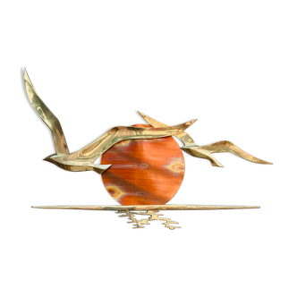 Bird brass and sun bronze wall decoration