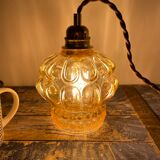 Set of two new electrified amber glass walking lamps