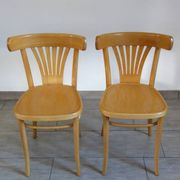 Pair of Thonet-inspired bistro chairs in light beech